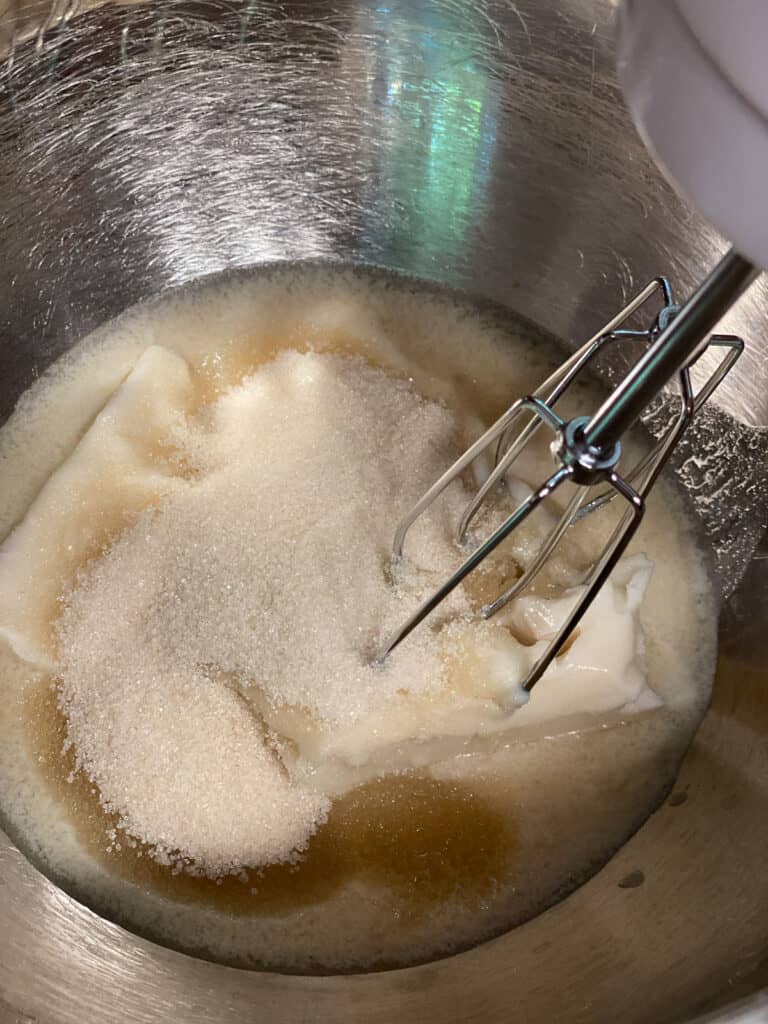 process shot of mixing ingredients in bowl