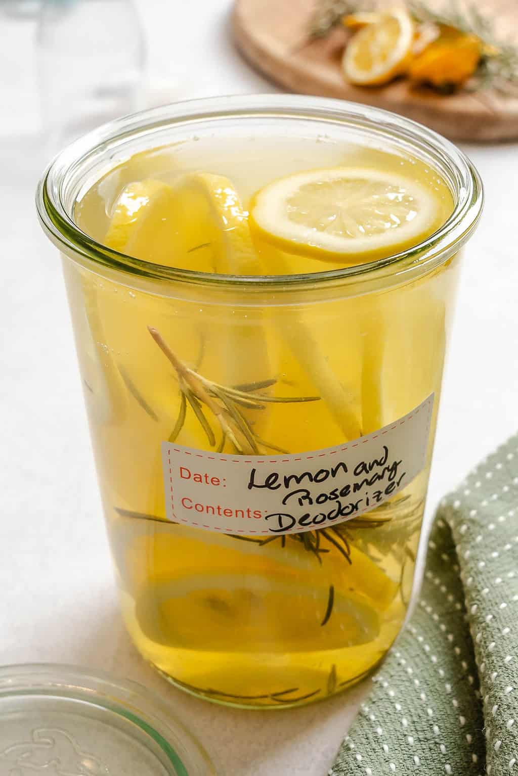 Completed Homemade Air Deodorizer (+ Simmer Pot) in a storage container.