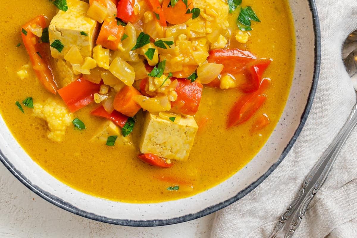 completed Pumpkin Curry against a light surface