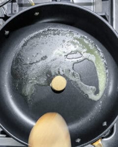process of vegan butter melting in pan