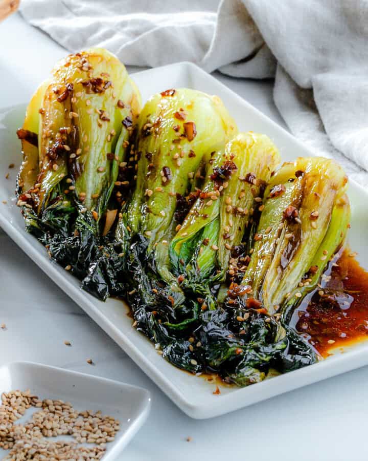 Baby Bok Choy with Soy Sauce and Garlic - Plant-Based on a Budget