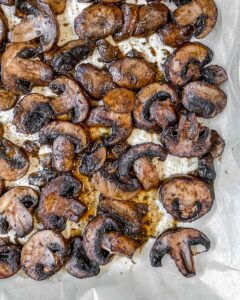 post roasting mushrooms on baking sheet