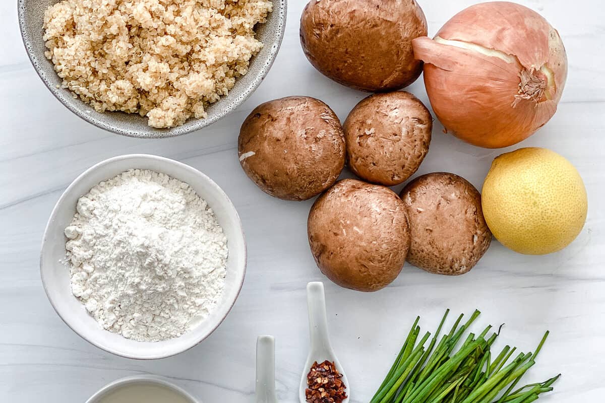 Quinoa Tater Tots Ingredients on a white surface