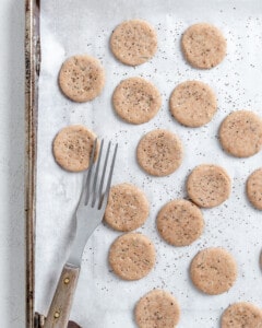 process of putting cracker molds against white surface on tray