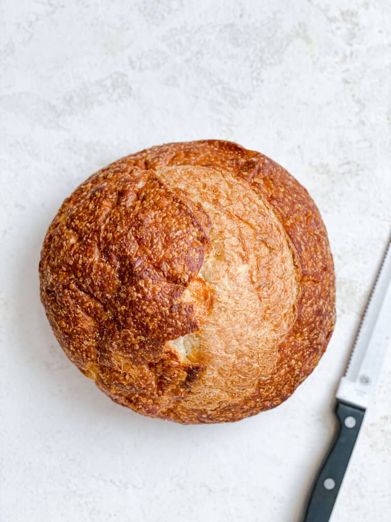 sourdough bread against a white surface