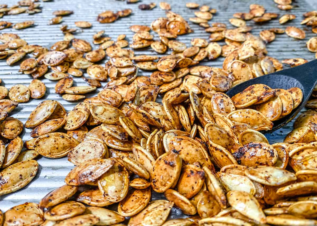 Roasted Spicy Pumpkin Seeds PlantBased on a Budget
