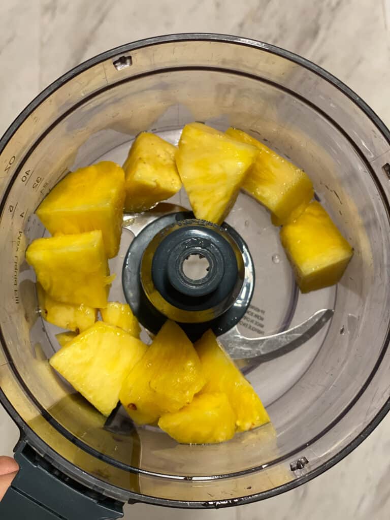pineapples added to food processor