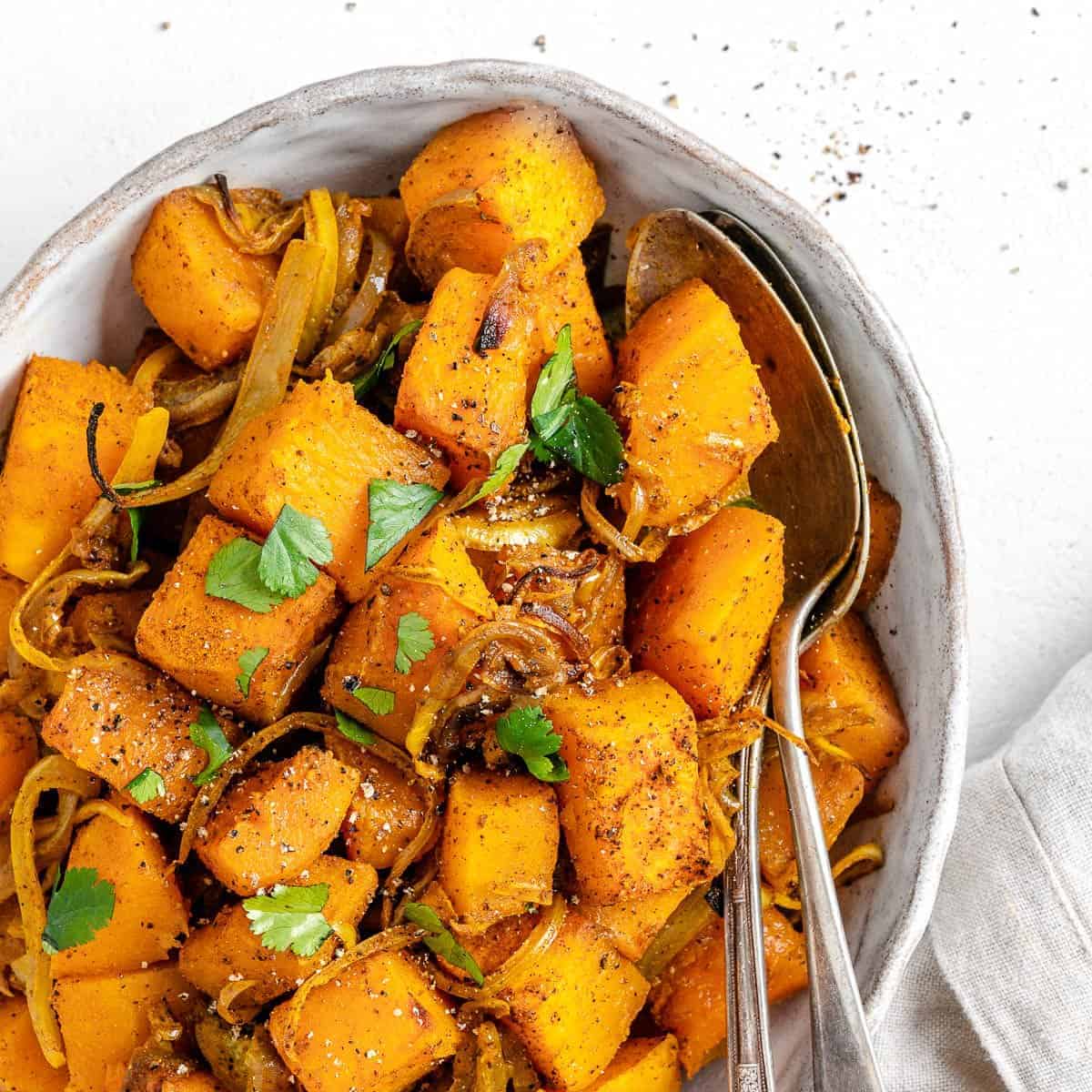 One-Skillet Roasted Butternut Squash with Spiced Chickpeas Recipe