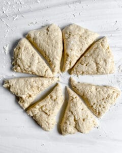 process of vanilla scones shaped into triangles