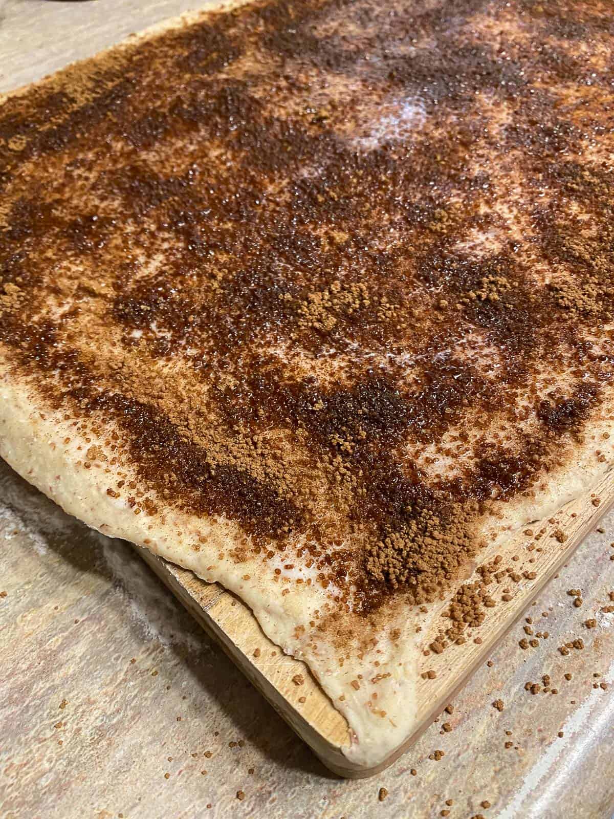 post the sprinkling of cinnamon on dough