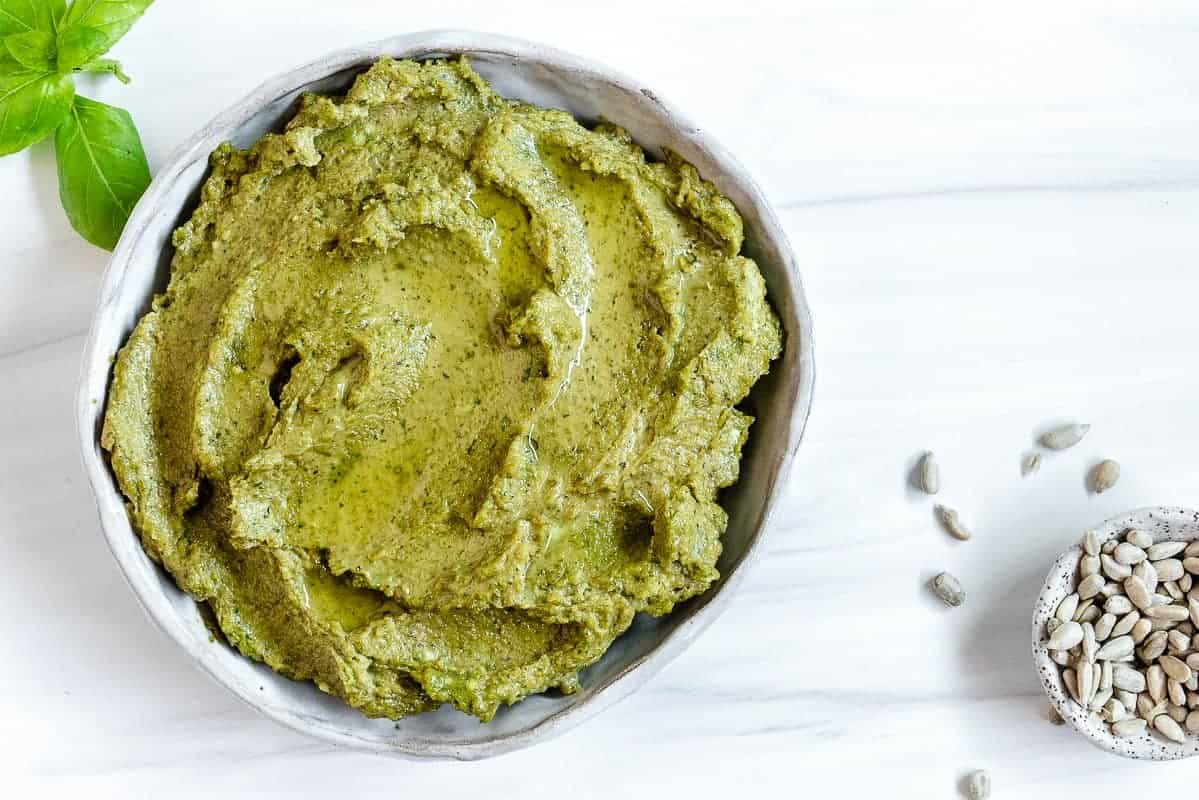 Vegan Basil Sunflower Seed Pesto (Without Pine Nuts) PlantBased on a