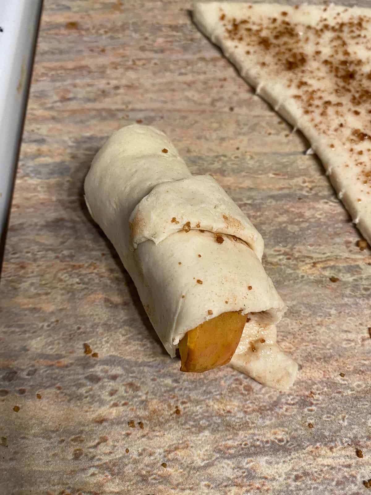 post rolling of apple in crescent roll
