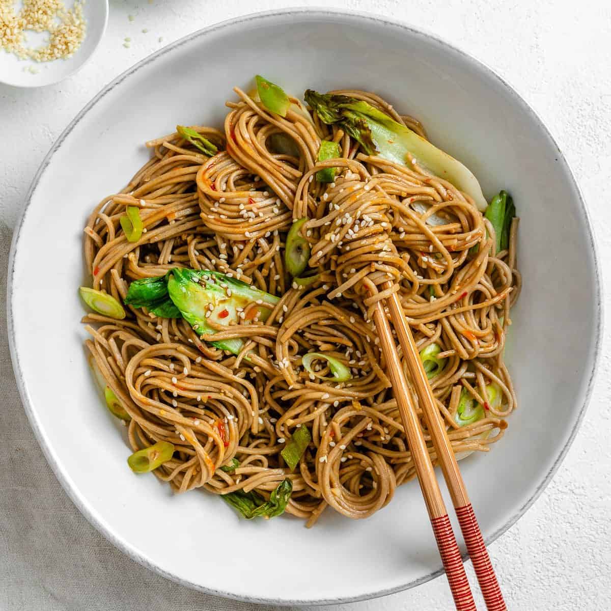 Spicy Garlic Soba Noodles with Bok Choy - This Savory Vegan