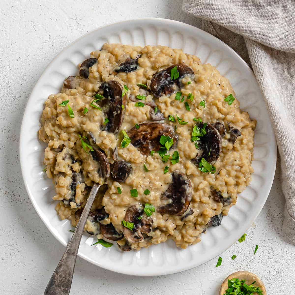 Creamy Vegan Risotto with Roasted Vegetables - Nora Cooks