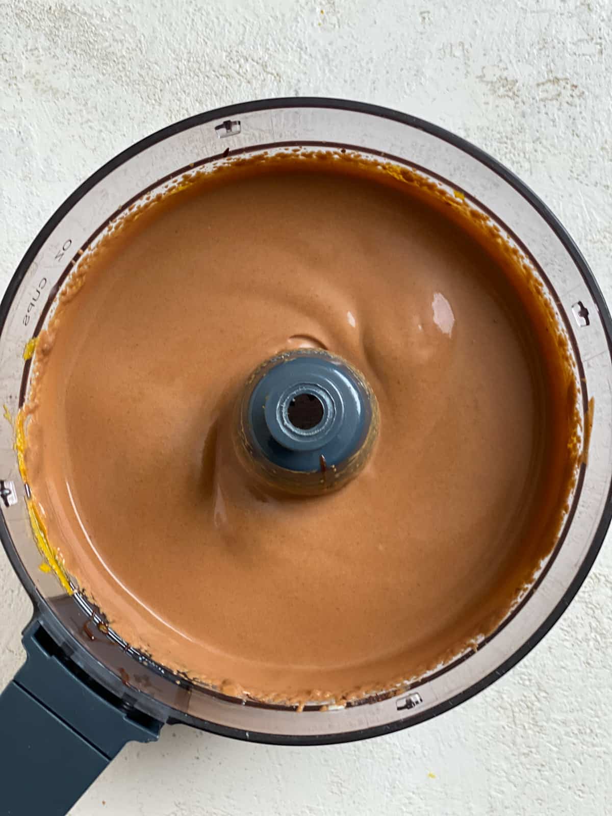 post blending of ingredients for Chocolate Pumpkin Pie in a blender