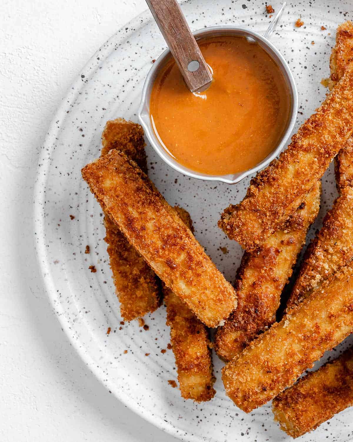 Crispy Breaded Tofu Sticks [Pan Fry Bake Air fry] PlantBased on a