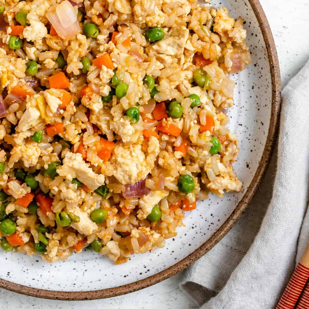 Easy Vegetable Fried Brown Rice - Plant-Based on a Budget