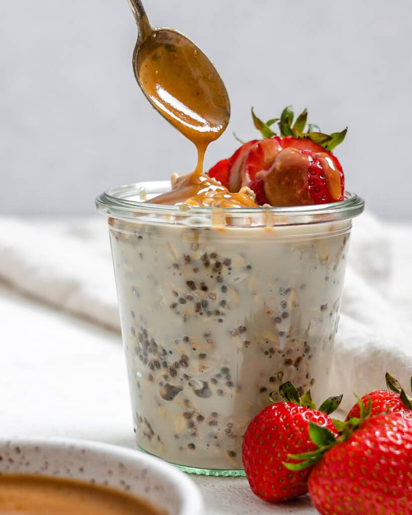 Salted Caramel Overnight Oats PlantBased on a Budget