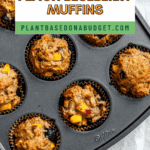 Pin for Peach Blueberry Muffins.