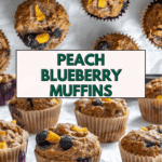 Pin for Peach Blueberry Muffins.