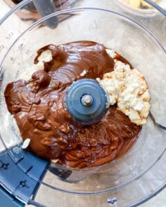 process of adding chocolate pie ingredients to blender