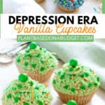 pinterest graphic for Depression Era Vanilla Cupcakes