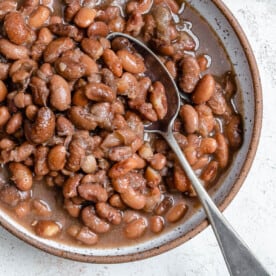 ready-made Instant Pot pinto beans in a serving bowl
