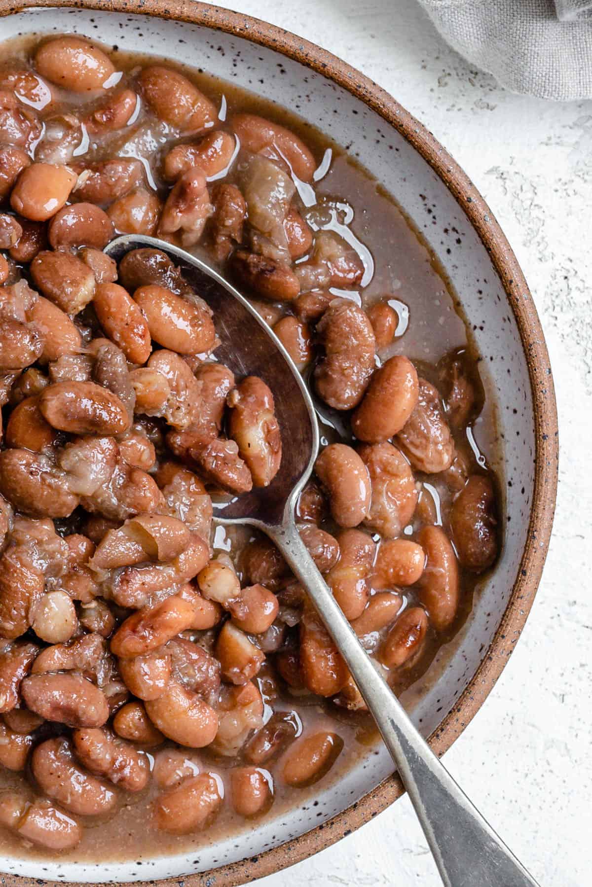 ready-made Instant Pot pinto beans in a serving bowl