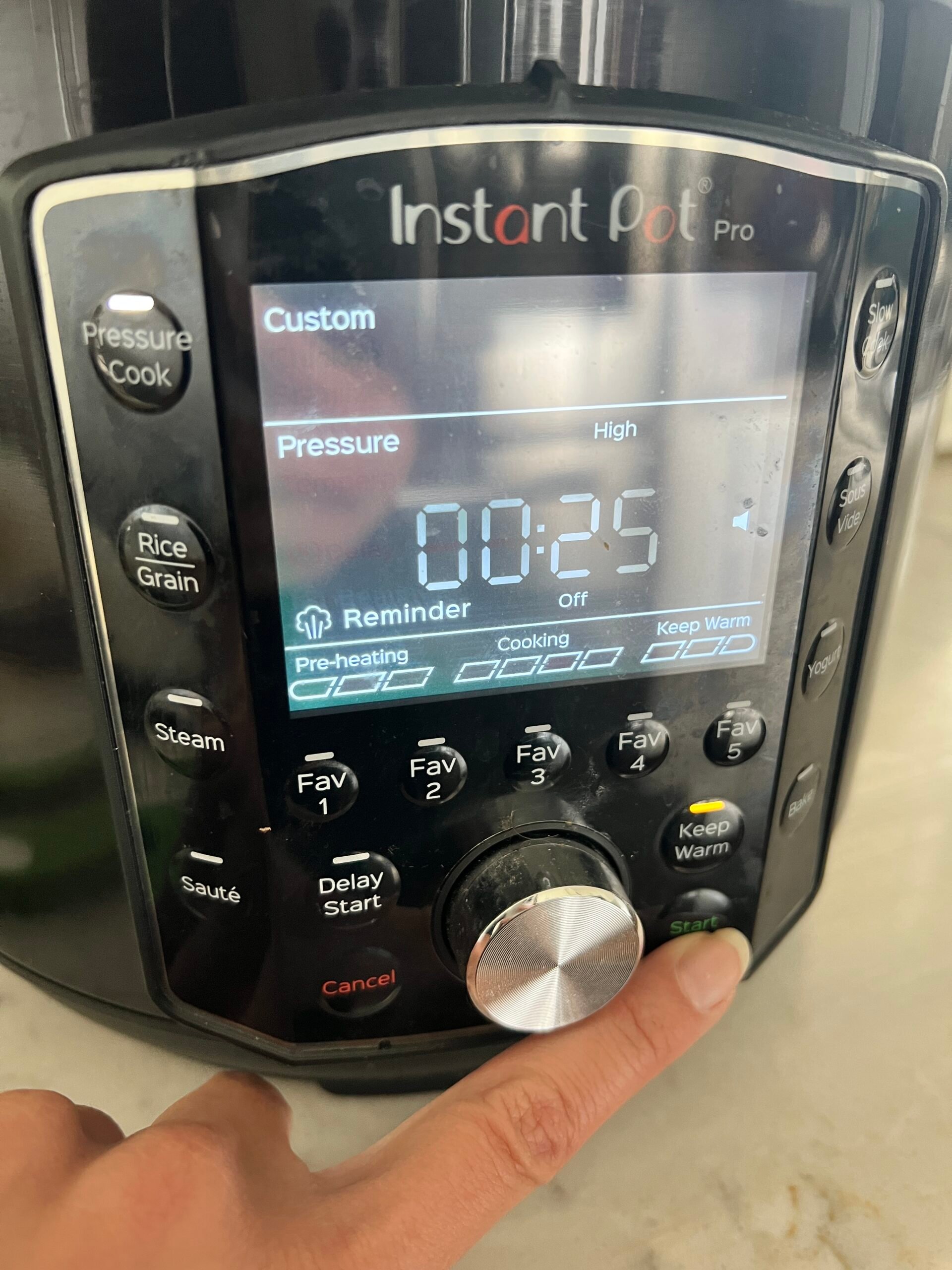 process of adjusting settings for instant pot