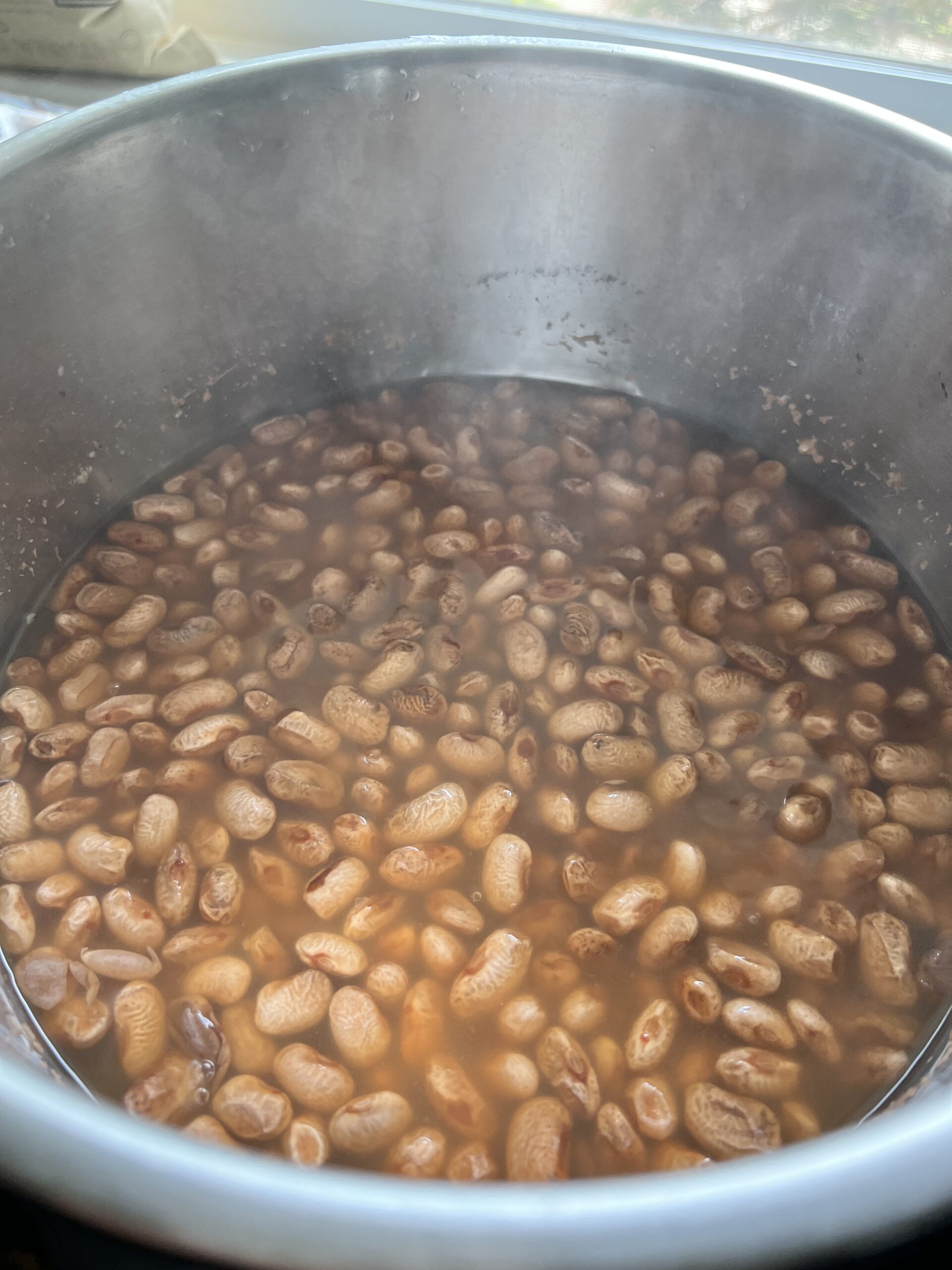 process shot showing beans in instant pot
