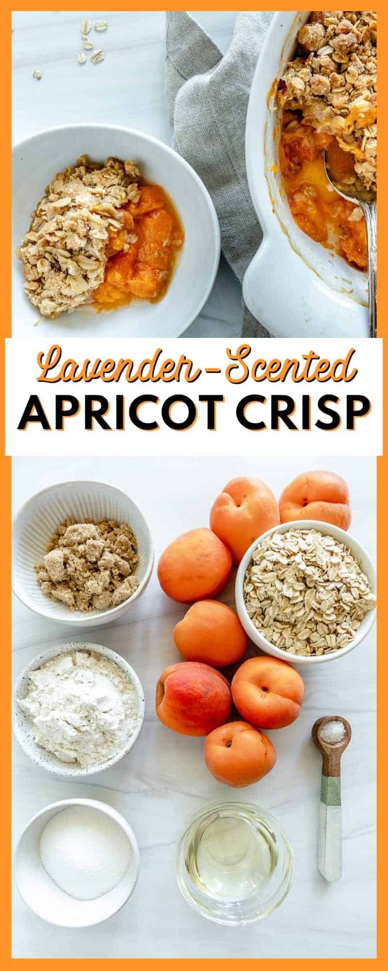 pinterest graphic for lavender scented apricot crisp