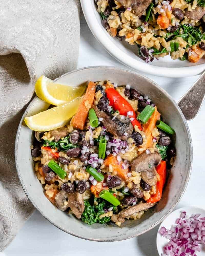 Black Bean and Onion Pilaf
