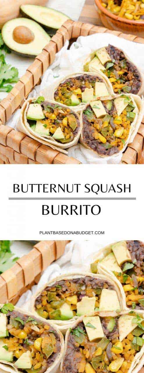 Butternut Squash Burrito | Plant-Based On a Budget | #burrito #vegan #butternut #mexican #avocado #plantbasedonabudget