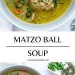 pinterest graphic for matzo ball soup