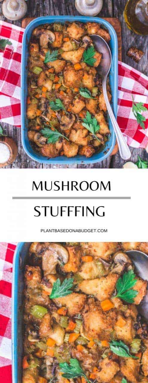 Vegan Mushroom Stuffing Recipe | Plant-Based Holiday Recipe | Plant-Based On a Budget | #stuffing #vegan #plantbased #mushrooms #thanksgiving #holidays #recipe #plantbasedonabudget