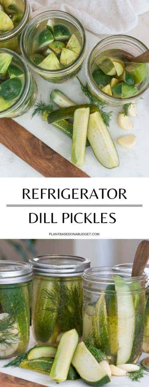 Refrigerator Garlic Dill Pickles | Plant-Based on a Budget | #pickles #cucumber #garlic #preserves #vegan #plantbasedonabudget
