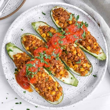 Tex Mex Zucchini Boats Plant Based on a Budget 16