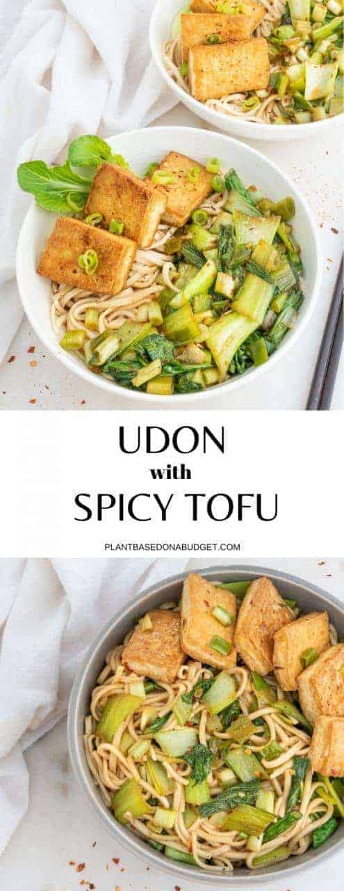Udon with Spicy Tofu & Greens | Plant-Based on a Budget | #udon #noodles #tofu #spicy #asian #vegan #plantbasedonabudget