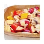 Baking dish filled with roasted veggies.