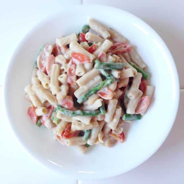Pasta Italiano in a white bowl.