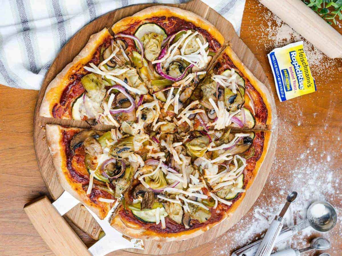 Homemade Pizza on a Wooden Board