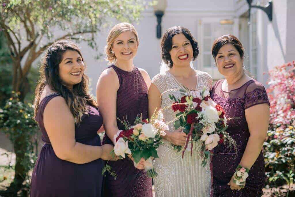 Bride with her three bridesmaids.