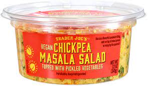 chickpea masala salad packaging against white background