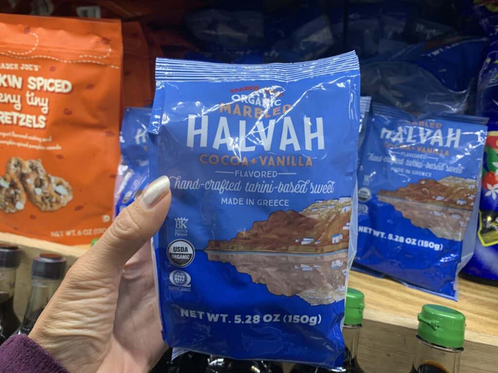 packaged marbled halvah in the store