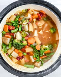 process of cooking Vegan Minestrone Soup in pot