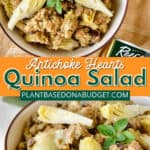 pinterest graphic for Artichoke Hearts Quinoa Salad
