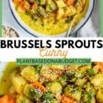 pinterest graphic for Brussels Sprouts Curry