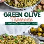 pinterest graphic for Green Olive Tapenade