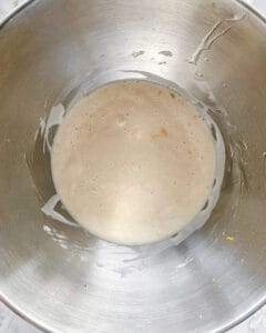 lemon cupcake batter in stainless steel bowl 