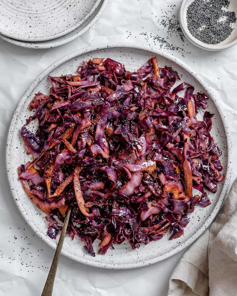 completed Sautéed Red Cabbage [4 Ways] on a plate